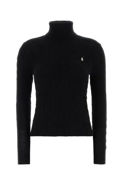 Polo Ralph Lauren Black Wool Blend Sweater In Black