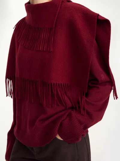 By Malene Birger Turtla Wool Fringe Bib In Red