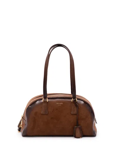 Prada Medium Bowling Bag In Vintage Leather In Brown