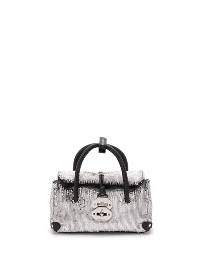 Zanellato Compact Silver-toned Shoulder Bag With Top Handle In Silver