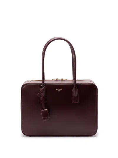 Saint Laurent Grape Leather Sac De Jour Handbag In Burgundy