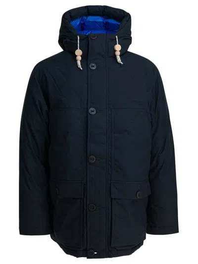 Mammut Buttoned Hooded Parka In Blue