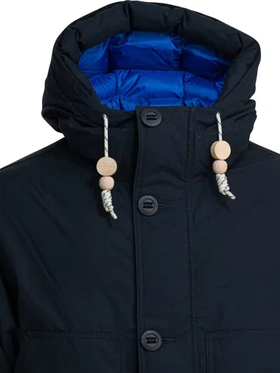 Mammut Buttoned Hooded Parka In Blue