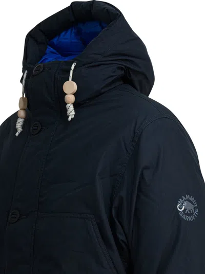 Mammut Buttoned Hooded Parka In Blue