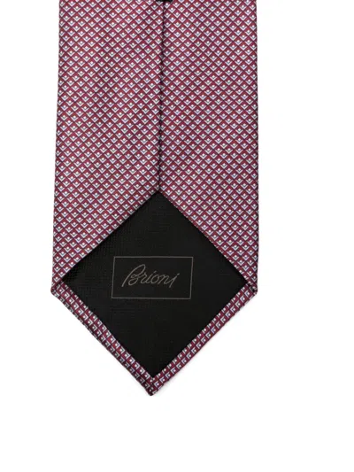 Brioni Geometric-pattern Silk Tie In Pink