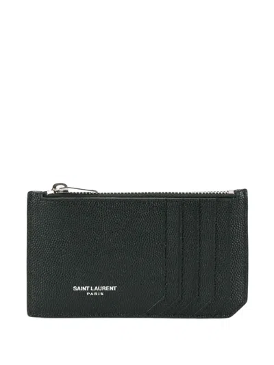 Saint Laurent Logo-detail Card Holder In Green