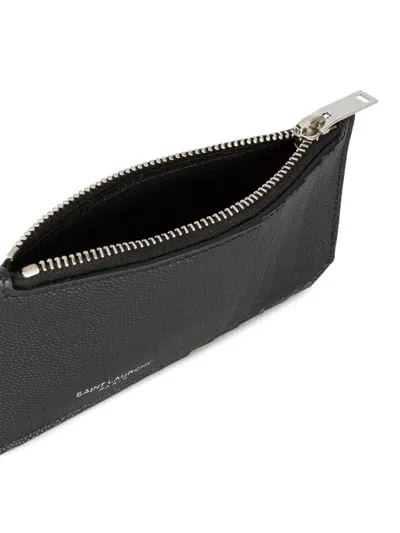 Saint Laurent Logo-detail Card Holder In Green