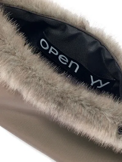 Open Yy Furry Pocket Belt Bag In Gray