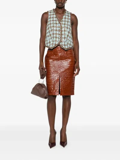 Giuseppe Di Morabito Checked-pattern Embellished Vest In Blue