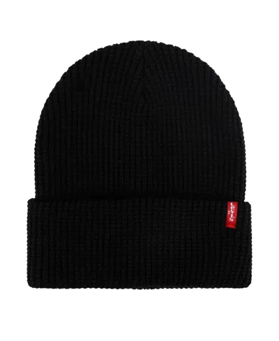 Levi's Men's 2-piece Waffle Knit Beanie And Scarf Gift Set In Black