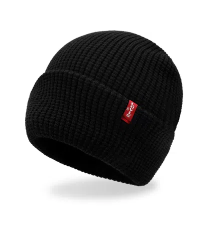 Levi's Men's 2-piece Waffle Knit Beanie And Scarf Gift Set In Black