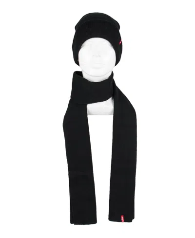 Levi's Men's 2-piece Matching Beanie And Scarf Set In Black