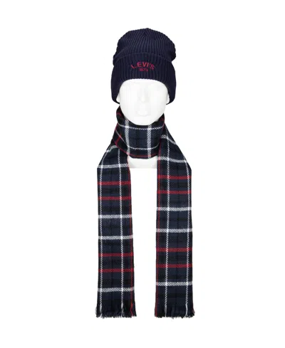 Levi's Men's 2-piece Beanie And Scarf Set In Blue
