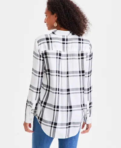 Style & Co Women's Plaid Button-down Perfect Shirt, Created For Macy's In Multi