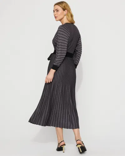 White House Black Market Petite Dolman Sleeve Pleated Sweater Dress In Black