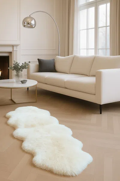 Infinity Leather Genuine Sheepskin Cream Double Natural Silky Fluffy Soft Real Wool Rug