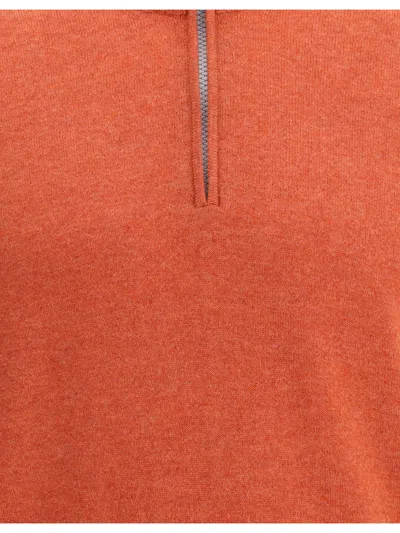 Brunello Cucinelli Cashmere Half-zip Sweater In Orange