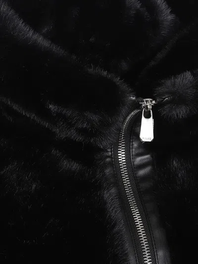 Pinko Bagels Faux Fur Bomber Jacket In Black