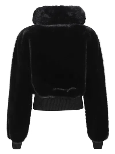 Pinko Bagels Faux Fur Bomber Jacket In Black