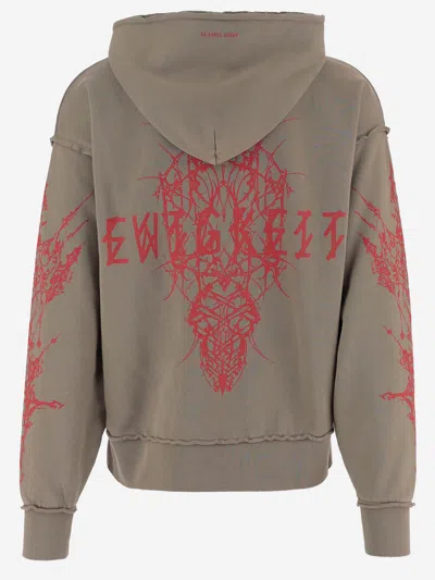 44 Label Group Ewigkeit Reverso Zip Green Sweatshirt In Burgundy