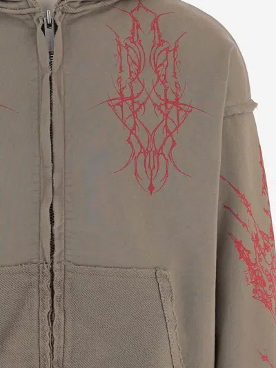 44 Label Group Ewigkeit Reverso Zip Green Sweatshirt In Burgundy