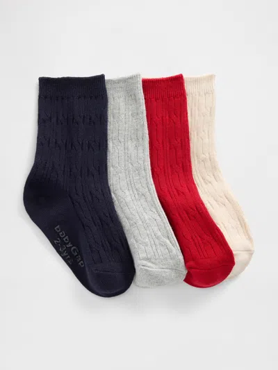 Gap Baby & Toddler Cable-knit Crew Socks (4-pack) In Multi