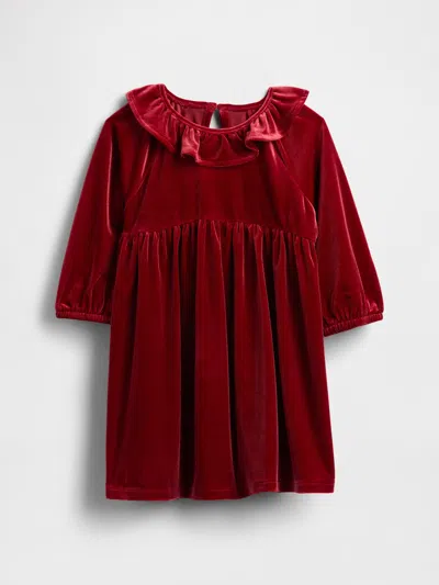 Gap Baby & Toddler Velour Ruffle Collar Dress In Red