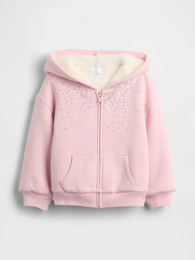 Gap Baby & Toddler Sherpa-lined Sequin Zip Hoodie In Pink