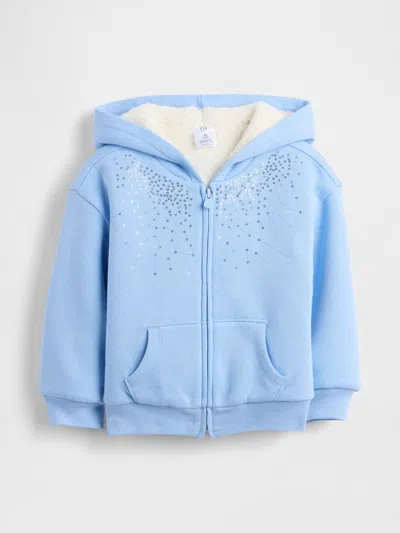 Gap Baby & Toddler Sherpa-lined Sequin Zip Hoodie In Blue