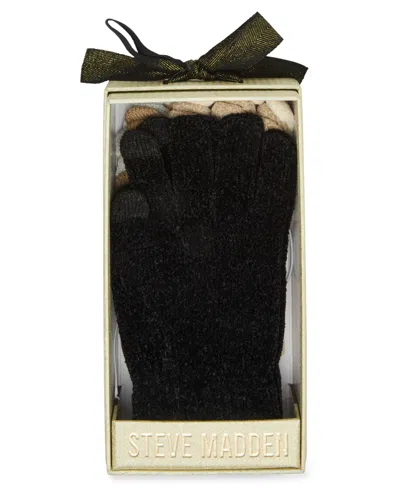 Steve Madden Chenille Magic Gloves, 3-pack In Black