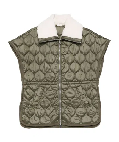 Liu •jo Quilted Green Knitwear Jacket In Gray