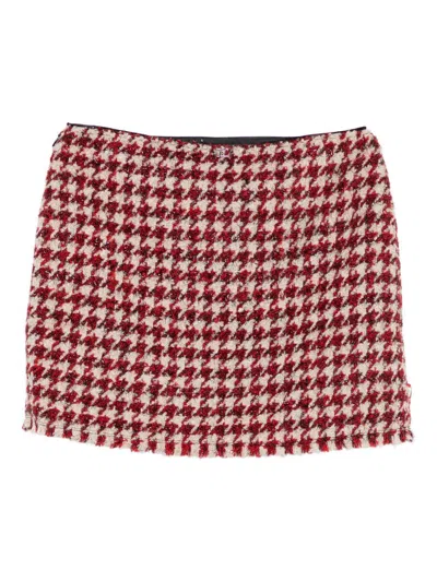 Liu •jo Houndstooth Pattern Mini Skirt With Textured Hemline In Red