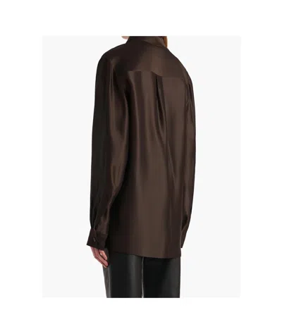 Khaite Auryn Button-down Twill Top In Brown