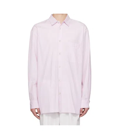 Tekla Striped Poplin Pajama Long Shirt In Pink