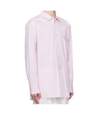Tekla Striped Poplin Pajama Long Shirt In Pink