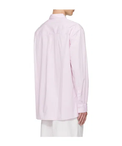 Tekla Striped Poplin Pajama Long Shirt In Pink