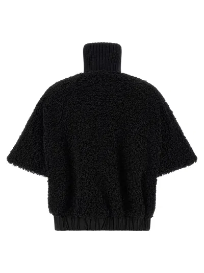 Moncler High Collar Cape In Black