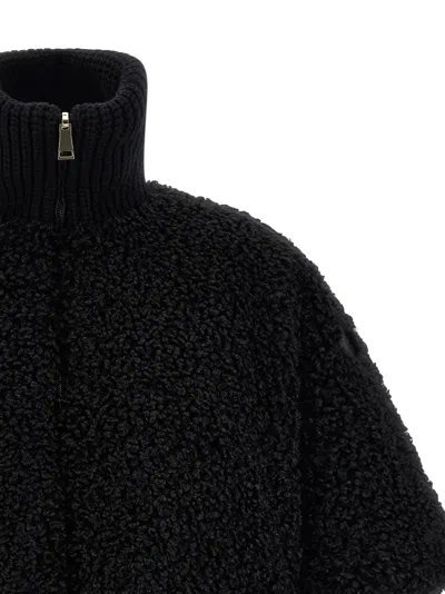 Moncler High Collar Cape In Black