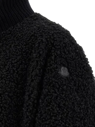 Moncler High Collar Cape In Black