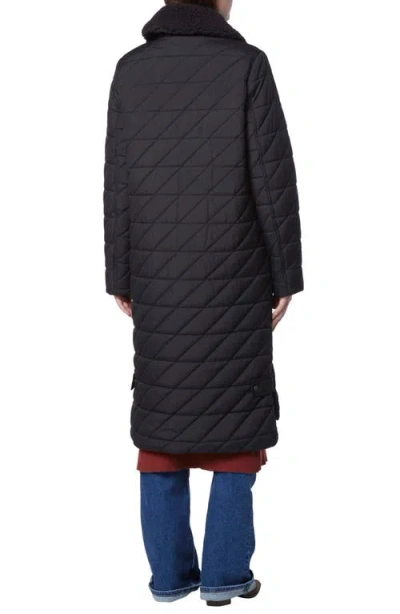 Andrew Marc Maxine Quilted Coat With Faux Shearling Collar In Black