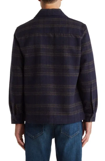 Union Plaid Flannel Shirt Jacket In Black