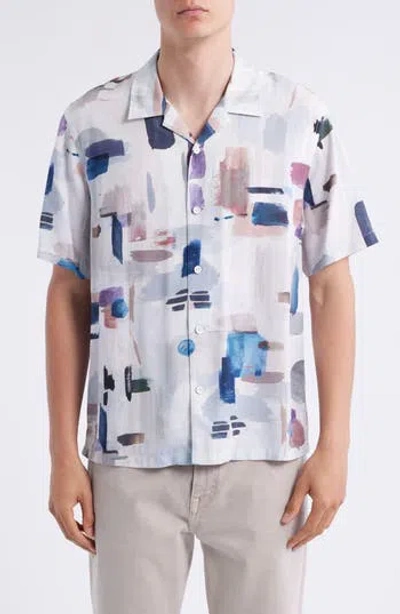 Rag & Bone Avery Abstract Print Camp Shirt In White
