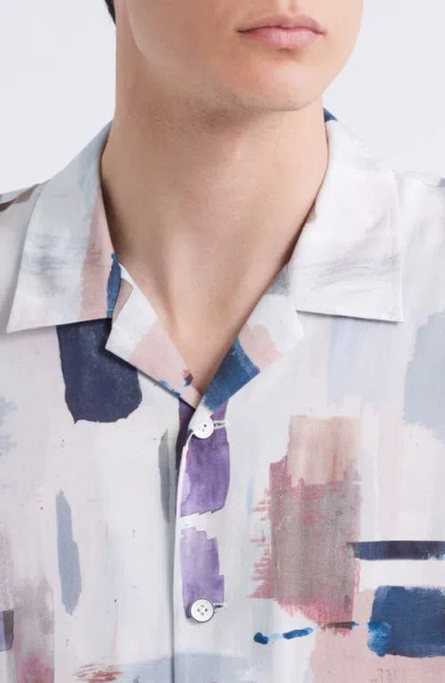 Rag & Bone Avery Abstract Print Camp Shirt In White
