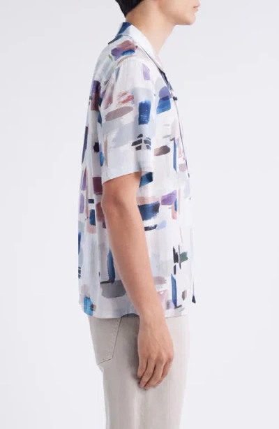 Rag & Bone Avery Abstract Print Camp Shirt In White