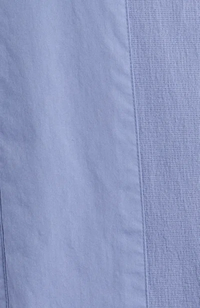 Rag & Bone Dalton Mixed Media Patchwork Short Sleeve Button-up Shirt In Blue