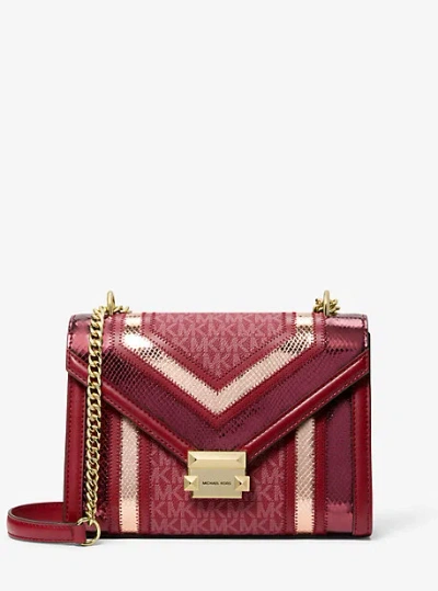Michael Kors Whitney Medium Color-block And Signature Logo Shoulder Bag In Red