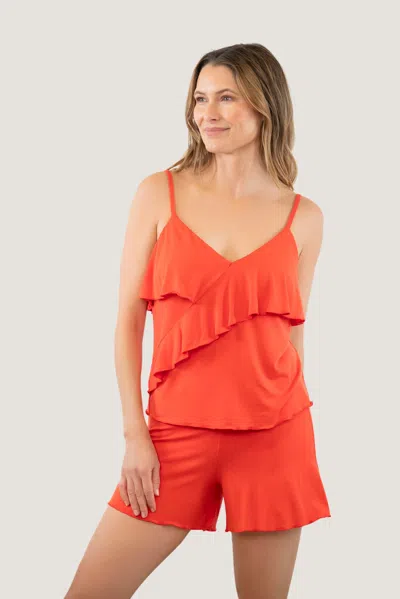 Jjwinks Frill Seeker Built-in Shelf Ruffle Lounge & Sleep Top In Orange