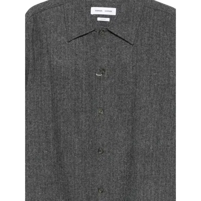 Samsoe & Samsoe Button-down Long-sleeved Shirt In Gray