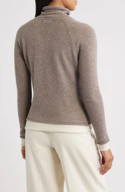 Griffen Layered Look Wool & Cashmere Turtleneck Sweater In Neutral