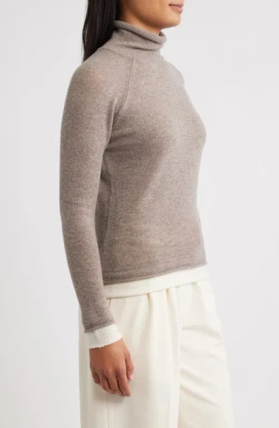 Griffen Layered Look Wool & Cashmere Turtleneck Sweater In Neutral
